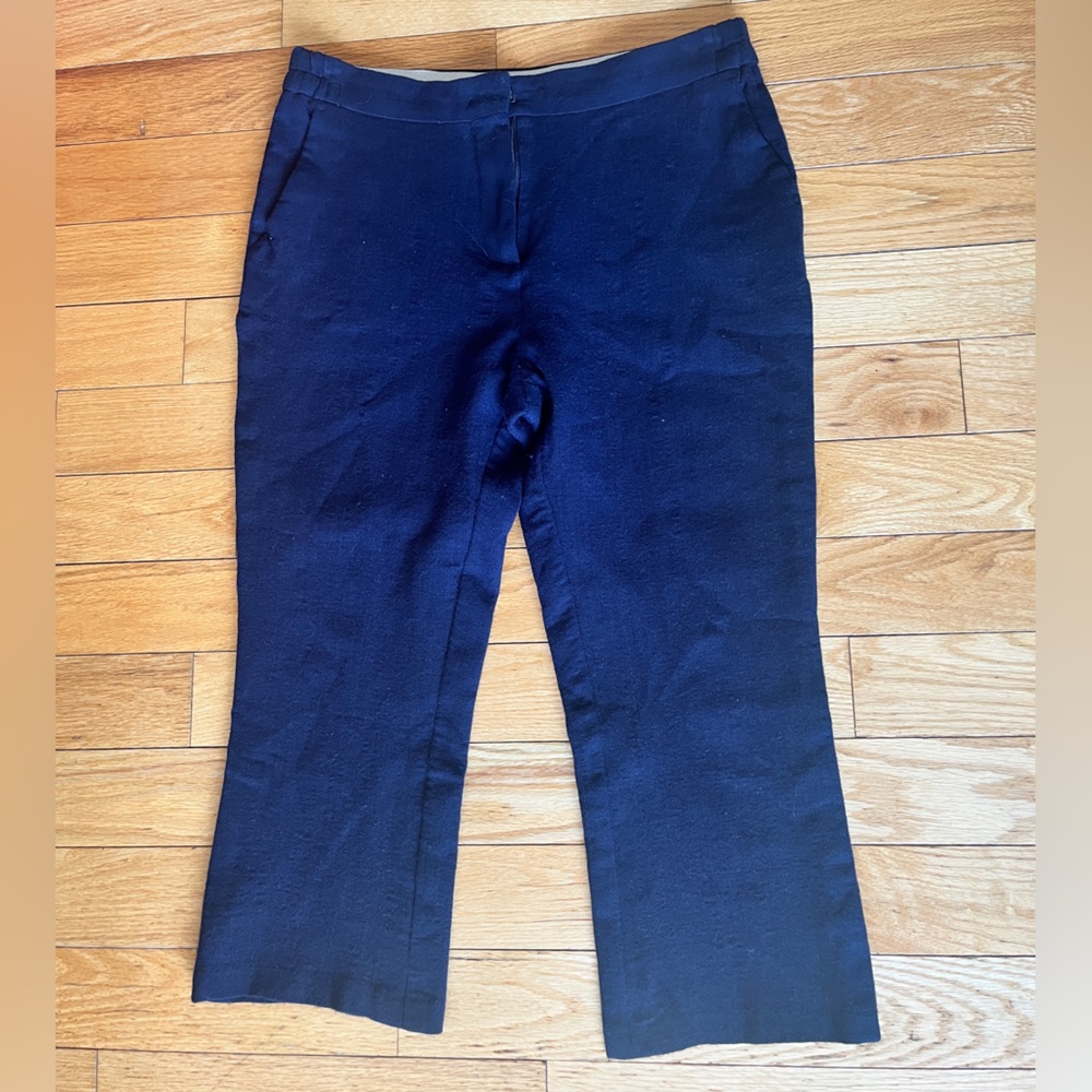 MaxMara Navy Straight-Leg Cropped Trousers